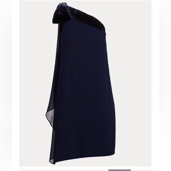 NWT Lauren Ralph Lauren Velvet Neckband One-Shoulder Dress - Picture 1 of 4